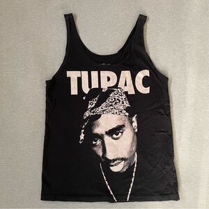 Black Tupac Graphic Tank Top Large